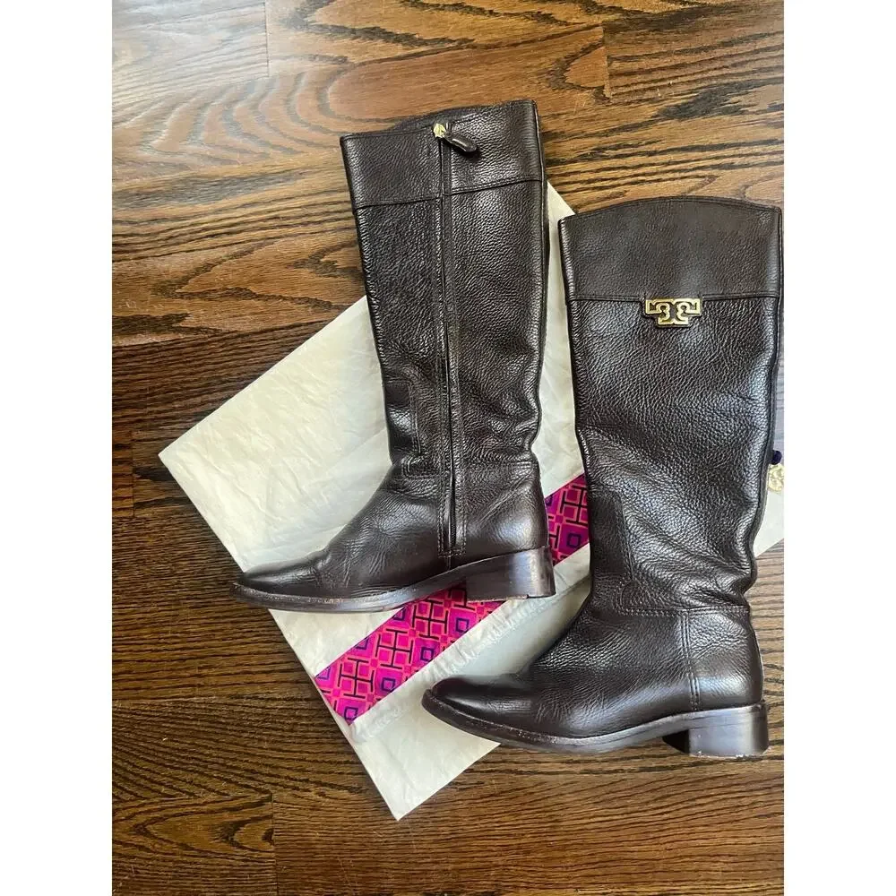 Tory Burch Riding Boots Chocolate Brown women size 7 M